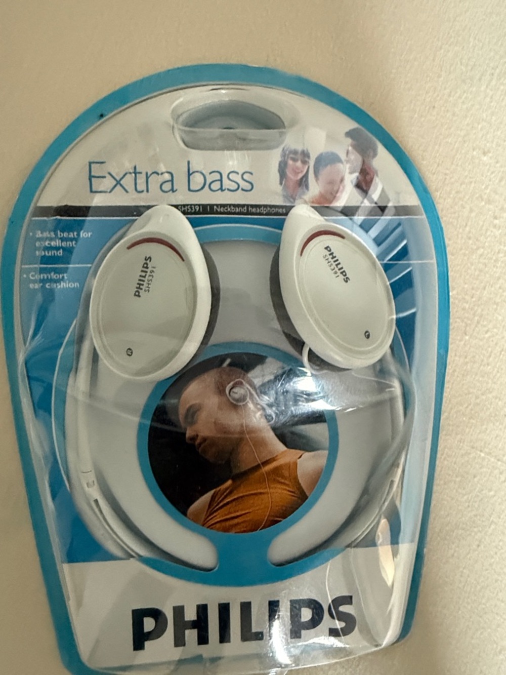 Philips White and Light Blue On-Ear Headphones with Extra Bass